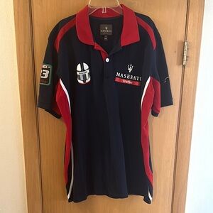 Maserati Corse Men's Trofeo Racer Polo Shirt Navy Blue Red Size 4XL